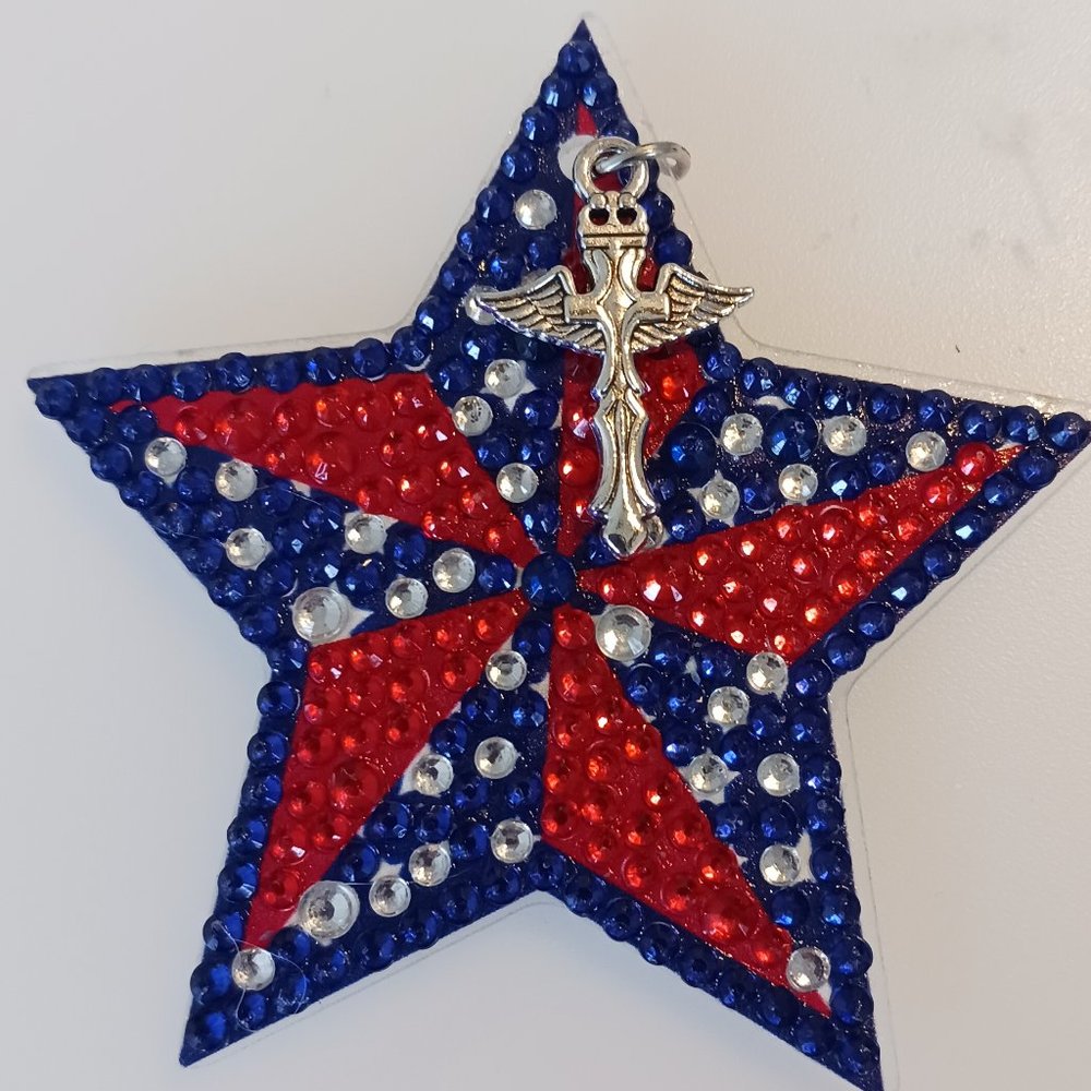 Patriotic star magnet freedom wings and cross